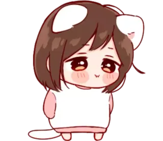 😔 อนิเมะ, น่ารัก, คาวาอิ, หูแมว, ผู้หญิง, จิบิ telegram sticker