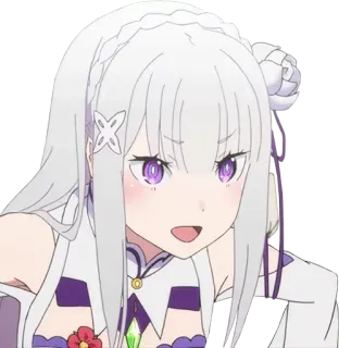 😗 Emilia Re:Zero anime, linda, chica, emilia, re zero, pegatina telegram sticker