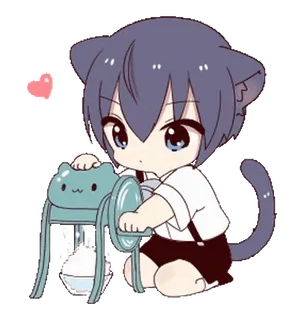 🍧 anime, cat, cute, chibi, heart, kawaii, cartoon telegram sticker