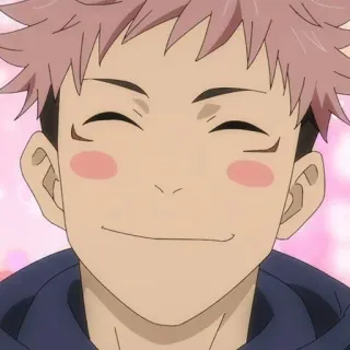 ➿ Yuji Itadori Jujutsu Kaisen animé, manga, souriant, joyeux, rougir telegram sticker