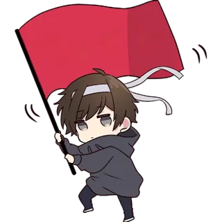 🚩 Anime, Chibi, Bandera, Dibujo animado, Personaje telegram sticker