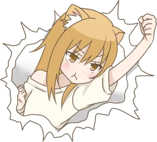 ✊ Anime, Mèo, Dễ thương, Tức giận, Nắm đấm, Cô gái anime telegram sticker
