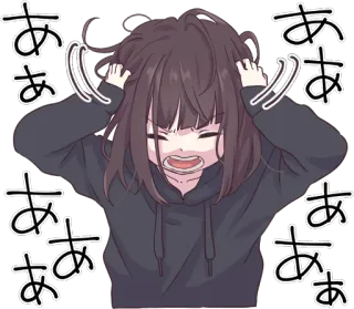 😩 ああ animé, dessin animé, fille, stressée, fatiguée whatsapp sticker