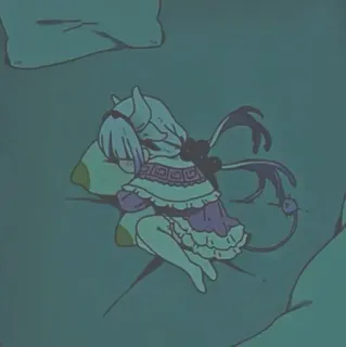 ☁️ Kanna Kamui Miss Kobayashi's Dragon Maid anime, śpiący, smok, Kanna, słodki, kawaii, poduszka telegram sticker