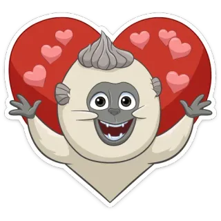 ❤️ scimmia, cuore, carino, amore, cartone animato, animale telegram sticker