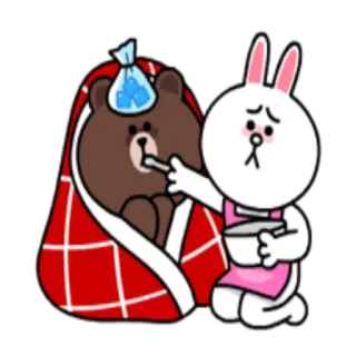 🤒 malato, orso, coniglio, cura, malattia, cartone animato, temperatura, simpatia whatsapp sticker