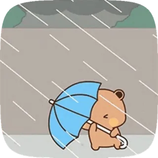 😂 urso, chuva, guarda-chuva, fofo, kawaii, triste, tempo, desenho animado telegram sticker