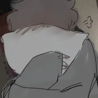 🥢 泣く, 悲しい, 枕, 感情, スケッチ telegram sticker