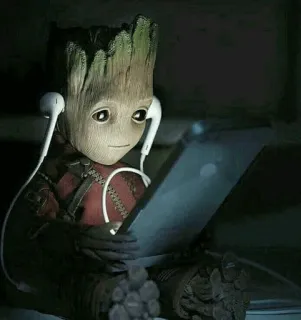🌴 Groot Guardians of the Galaxy Groot, Baby Groot, Máy tính bảng, Tai nghe, Vệ binh dải Ngân Hà, Marvel, Nhân vật telegram sticker