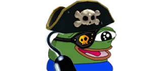 🏴‍☠️ Pepe the Frog rana, pepe, pirata, benda sull'occhio, uncino telegram sticker