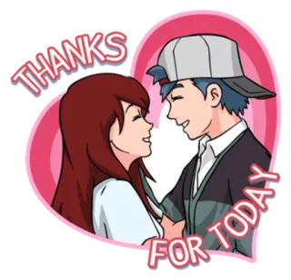 💞 THANKS FOR TODAY amore, grazie, coppia, affetto, cuore, anime, cartone animato, relazione whatsapp sticker