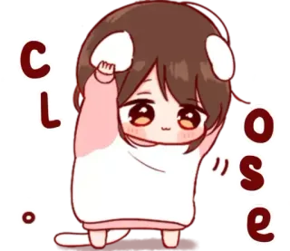 🐱 Close คาวาอิ, น่ารัก, อนิเมะ, ผู้หญิง, สติกเกอร์ telegram sticker