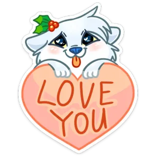 ❤️ LOVE YOU tình yêu, chó, trái tim, dễ thương, nhãn dán, chó con telegram sticker