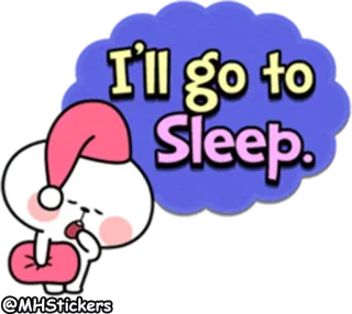 😪 I'll go to Sleep. tidur, imut, mengantuk, waktu tidur, kartun, karakter, bantal telegram sticker