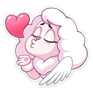 ❤️ Мультфильм, Сердце, Любовь, Поцелуй, Милый, Ангел, Крылья whatsapp sticker