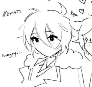 😶 //Exists Kya hungry... Anime, Kawaii, Imut, Sketsa, Gambar telegram sticker