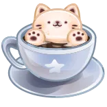 🎁 chat, café, kawaii, mignon, tasse, animal, crème whatsapp sticker