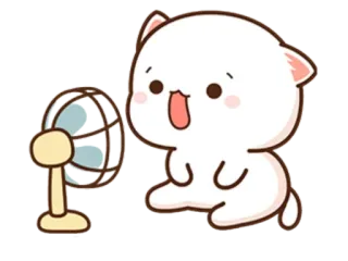 🌬 кот, фанат, милый, животное, мультфильм, каваи, белый telegram sticker