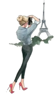 📷 Frau, Fotograf, Paris, Frankreich, Eiffelturm, Mode, Stil telegram sticker