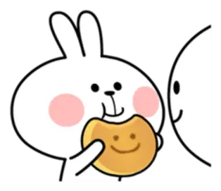 🍪 토끼, 귀여운, 스티커, 동물, 행복한, 만화, 먹는 telegram sticker