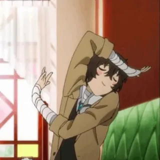 🧱 Dazai Osamu Bungo Stray Dogs Anime, Dazai, Bungo Stray Dogs, Personaggio, Bende, Sorridendo, Cappotto telegram sticker