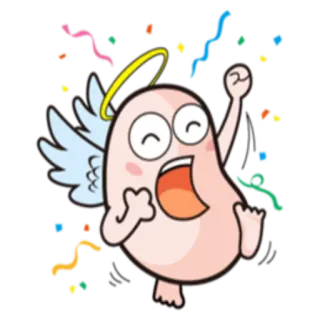 🎉 angel, celebration, confetti, wings, halo, cartoon telegram sticker