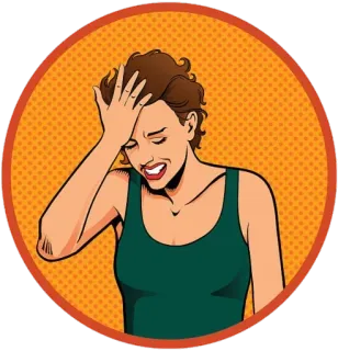 🤦‍♀ femme, facepalm, erreur, pop art, dessin animé, expression, stress telegram sticker