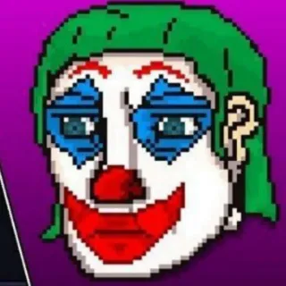 🤡 Joker badut, pixel art, wajah Joker, DC Comics, penjahat telegram sticker