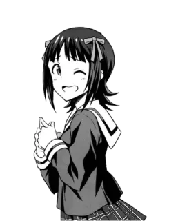 💛 Anime, Mangá, Garota, Uniforme escolar, Piscadela telegram sticker
