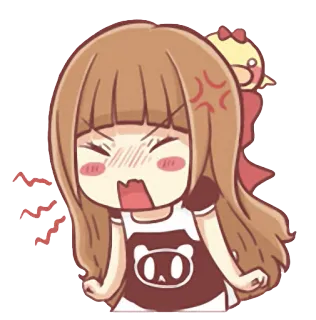 😠 Cartoon, Wütend, Genervt, Mädchen, Verärgert telegram sticker