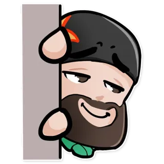 👀 dibujo animado, personaje, hombre barbudo, mirando, gracioso, ilustración telegram sticker