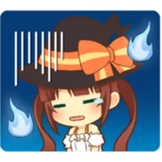 😢 마녀, 애니메이션, 치비, 할로윈, 만화, 슬픈, 유령 telegram sticker