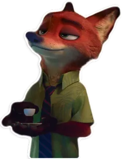 ☕ Nick Wilde Zootopia fox, zootopia, disney, cartoon, nick wilde, animal, character, animated telegram sticker
