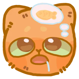 🤤 кот, рыба, животное, сон, милый, наклейка whatsapp sticker