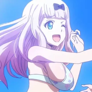 😄 Chika Fujiwara Kaguya-sama: Love Is War anime, girl, cute, chika fujiwara, swimsuit, summer, beach whatsapp sticker
