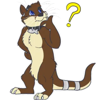 🤔 Otter, Cartoon, Fragezeichen, Denken, Säugetier, Tier whatsapp sticker