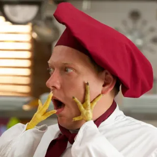 😱 chef, cucina, pollo, cappello, cibo, divertente telegram sticker