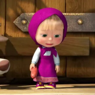 😔 Masha Masha and the Bear cartoon, meisje, verdrietig, Masja, kind telegram sticker