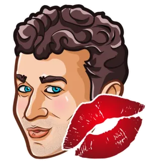 💋 จูบ, ริมฝีปาก, ผู้ชาย, การ์ตูน, ภาพเหมือน whatsapp sticker