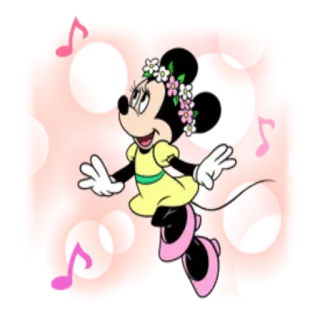 🎼 Minnie Mouse cartoon, Minnie Mouse, Disney, mouse, flower crown, dance, pink whatsapp sticker