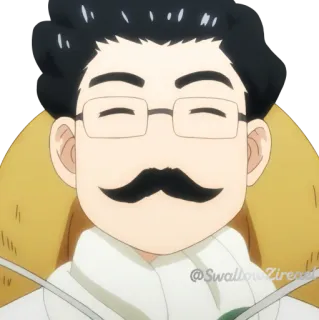 🙂 @SwallowZirerin Anime, Đàn ông, Kính, Hình dán, Râu mép telegram sticker