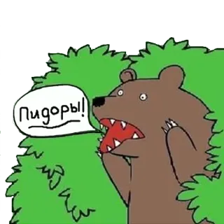 🌳 Пидоры! bear, cartoon, bush, offensive telegram sticker