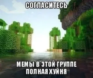 😉 СОГЛАСИТЕСЬ МЕМЫ В ЭТОЙ ГРУППЕ ПОЛНАЯ ХУЙНЯ minecraft, meme, beleidigend, russisch telegram sticker