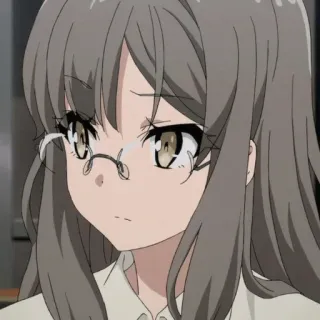 📟 Anime, Fille, Lunettes, Triste, Mignon telegram sticker