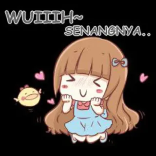 😄 WUIIIH~ SENANGNYA.. Мультфильм, Милый, Девочка, Счастливый, Радостный telegram sticker