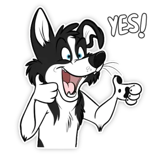 👍 YES! cachorro, joinha, feliz, positivo, animal, peludo whatsapp sticker