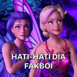 🥱 HATI-HATI DIA FAKBOI wróżki, kreskówka, naklejka, fantazja whatsapp sticker