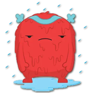 😟 괴물, 빨간색, 슬픈, 파란색, 만화, 캐릭터 telegram sticker