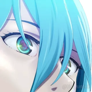 😳 @YuyunLol Anime, Mata, Rambut biru telegram sticker
