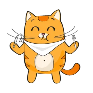 🍖 Katze, Essen, Cartoon, süß, Tier, essen telegram sticker